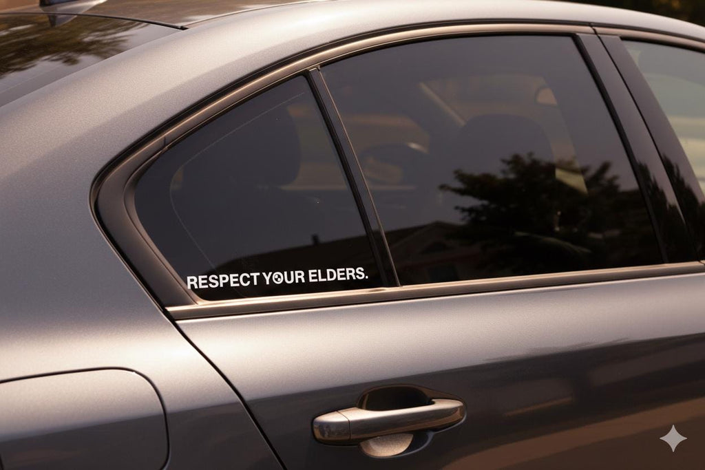 Respect Your Elders Vinyl Decal long ways | E30 E36 E46 Sticker for BMW Enthusiast | German Car Culture Window Decal | Retro Euro Style