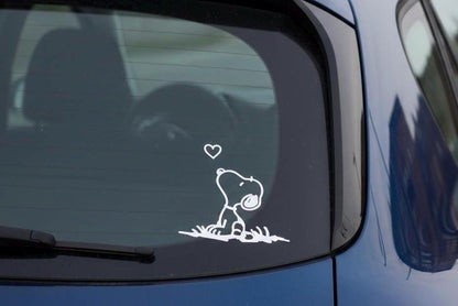 Snoopy Dog Vinyl Decal – Peanuts Inspired Heart Car Sticker