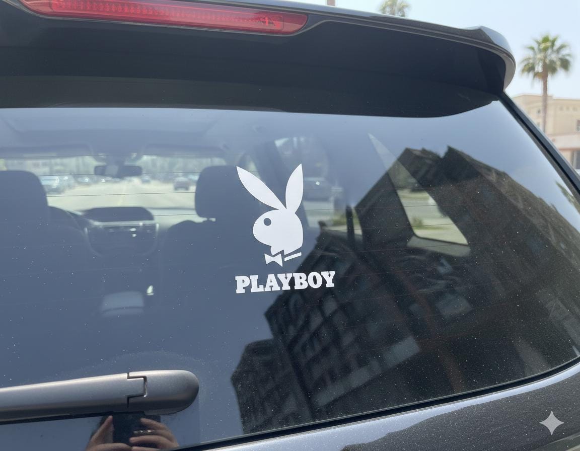 Retro Rabbit Silhouette Vinyl Decal | Bowtie Bunny Car Sticker | Y2K Aesthetic Window Graphic