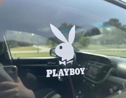 Retro Rabbit playboy bunny Silhouette Vinyl Decal | Bowtie Bunny Car Sticker | Y2K Aesthetic Window Graphic