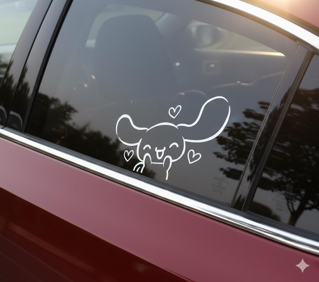 Cinnabon Peeker Sticker, Cinnabon hello kitty Kawaii Car Decal, heart Vinyl Sticker, Waterproof car,Laptop Decal, Cute Anime Bumper Sticker