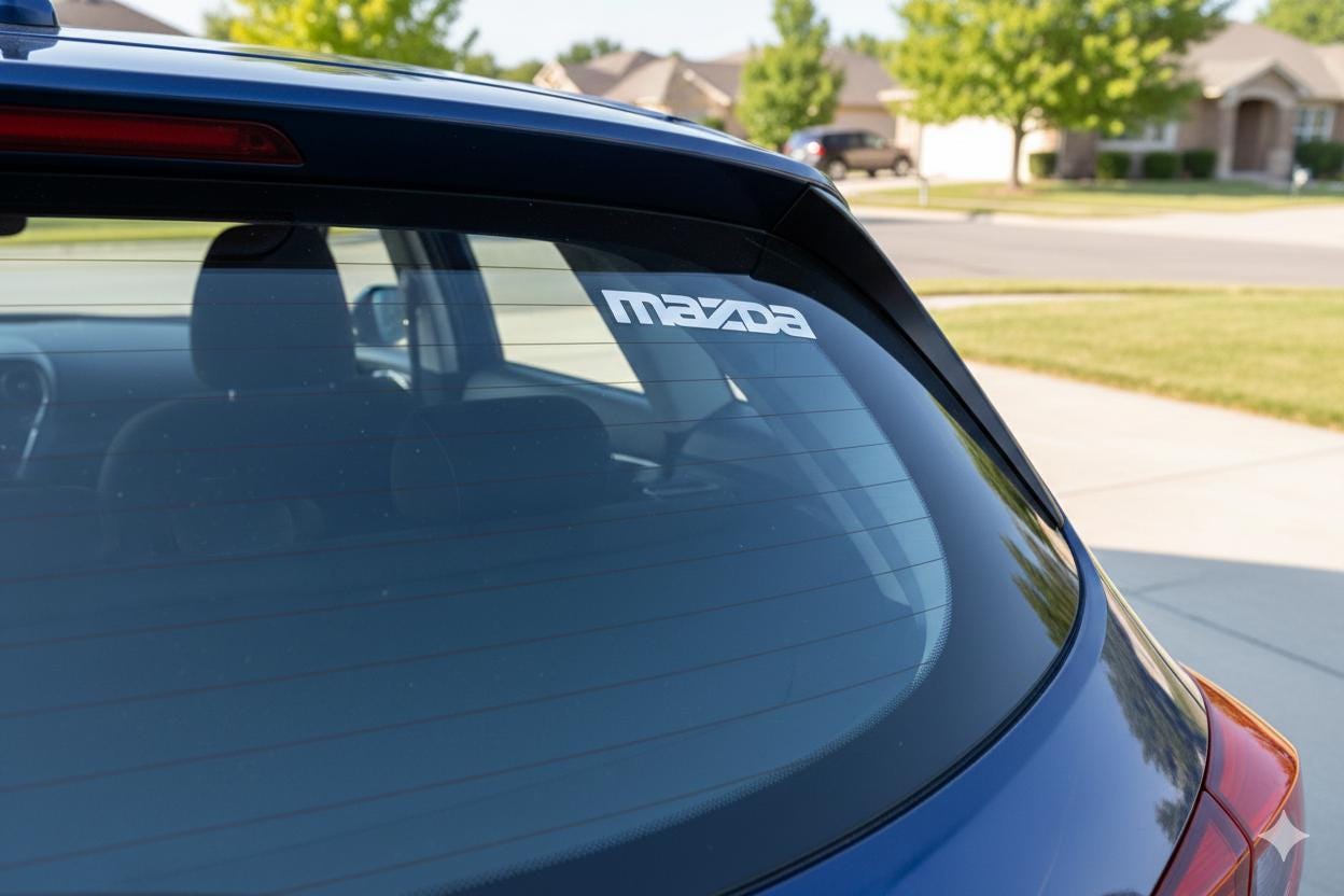 Mazda Vinyl Decal for Car Window | White Mazda Logo Sticker | JDM Car Accessories for Mazda 3, Mazda 6, CX-5, Miata | Custom Vinyl Car Decor