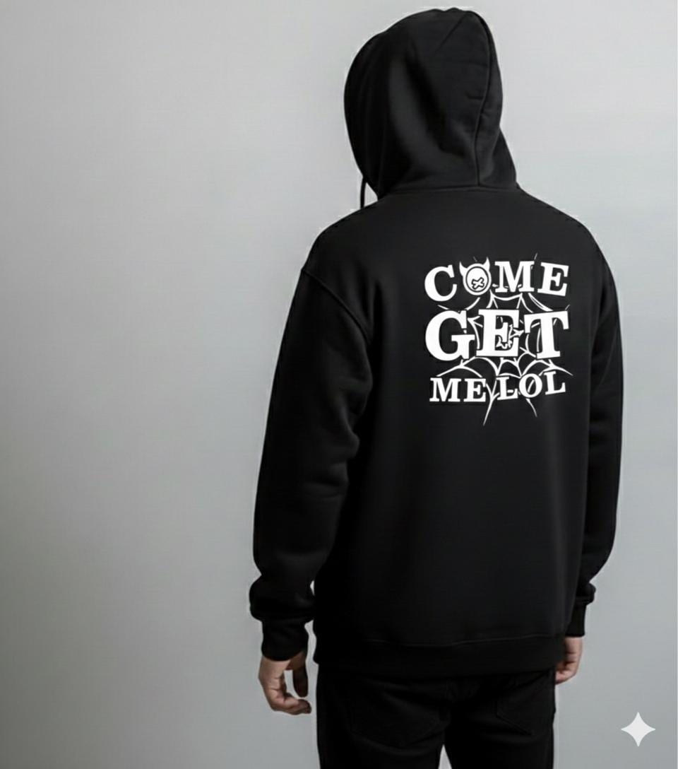 Come get me lol hoodie, t- shirt, Streetwear Graphic Sweatshirt, Edgy Spiderweb Goth Apparel, Alt Fashion Black Hoodie, motorcycle hoodie