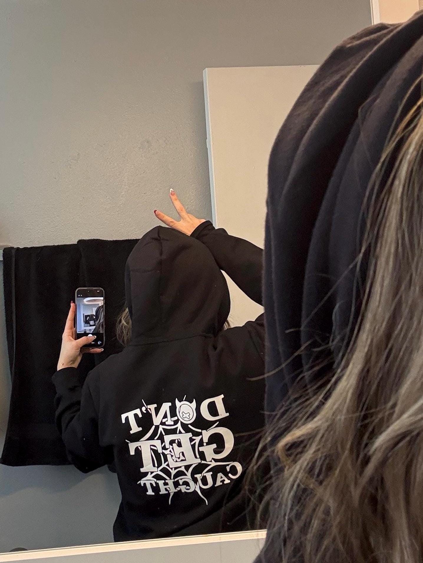 Don't Get Caught Hoodie, t- shirt, Streetwear Graphic Sweatshirt, Edgy Spiderweb Goth Apparel, Alt Fashion Black Hoodie, motorcycle hoodie