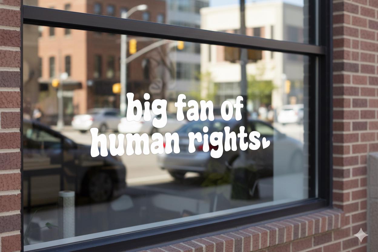 Retro Human Rights Vinyl Sticker - White Aesthetic Decal for Water Bottles & Cars - Social Justice Gift - Big Fan of Human Rights - Kind