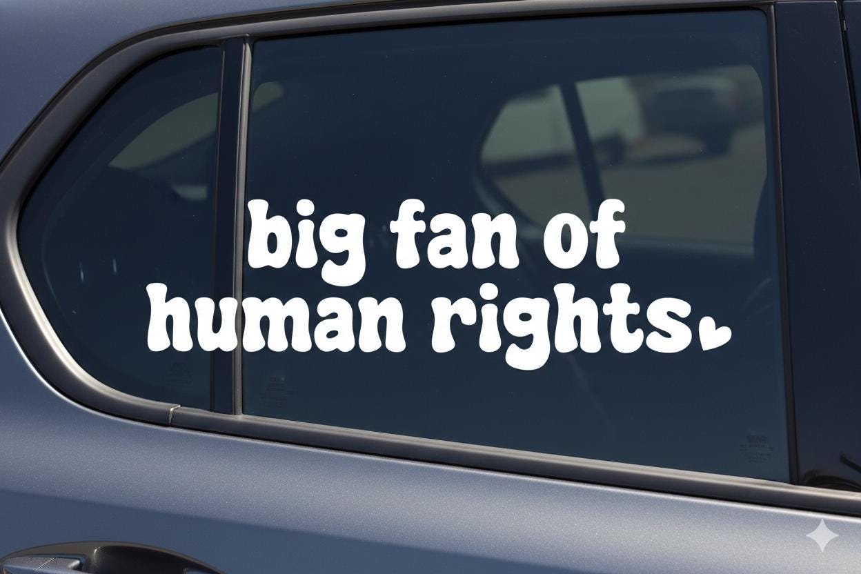 Retro Human Rights Vinyl Sticker - White Aesthetic Decal for Water Bottles & Cars - Social Justice Gift - Big Fan of Human Rights - Kind