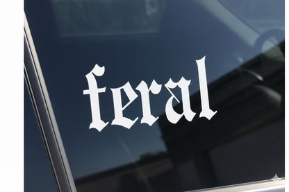 Feral Sticker for Car Window, Old English Lettering