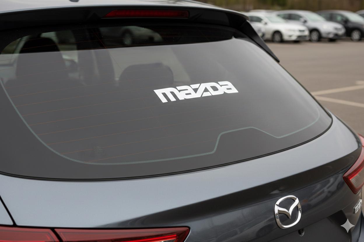 Mazda Vinyl Decal for Car Window | White Mazda Logo Sticker | JDM Car Accessories for Mazda 3, Mazda 6, CX-5, Miata | Custom Vinyl Car Decor