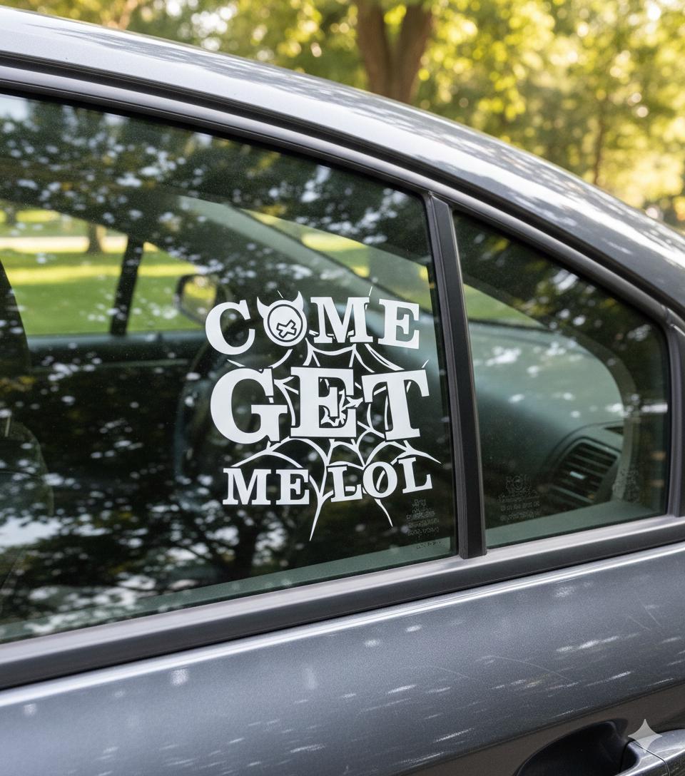 Come Get Me LOL Vinyl Car Decal - Sarcastic Spider Web Window Sticker - Funny JDM Bumper Decal -  Vinyl Sticker for Cars, motorcycles, cups
